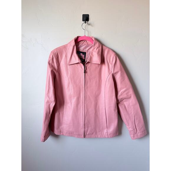 Vintage Leather USA Pink Biker Zip Up 100% Genuine Leather Jacket- Size XL - Picture 7 of 12